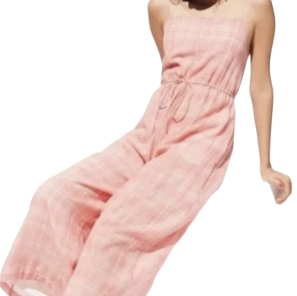 Urban Outfitters Womans Audra Pink Gingham Jumpsuit Sizeโ Small
